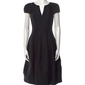 Halston Heritage V Neck Knee Length Black  Dress